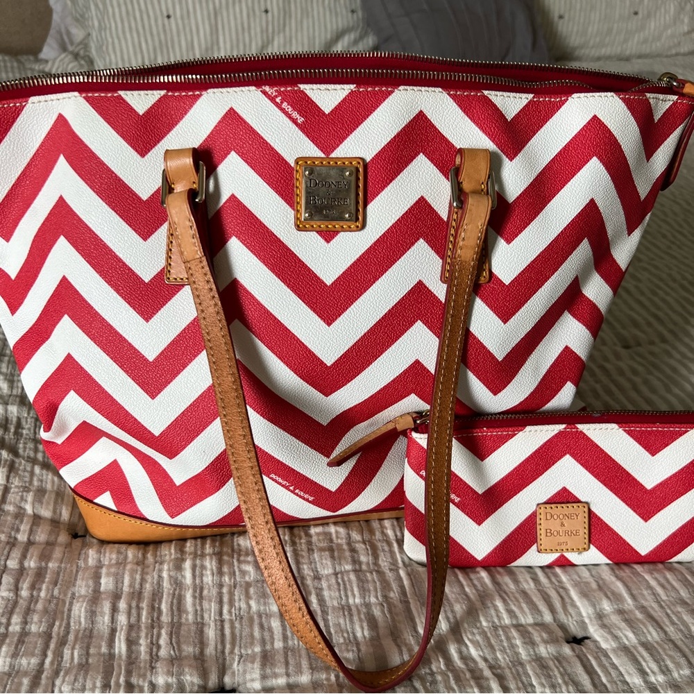 Dooney and Bourke chevron tote with coin purse